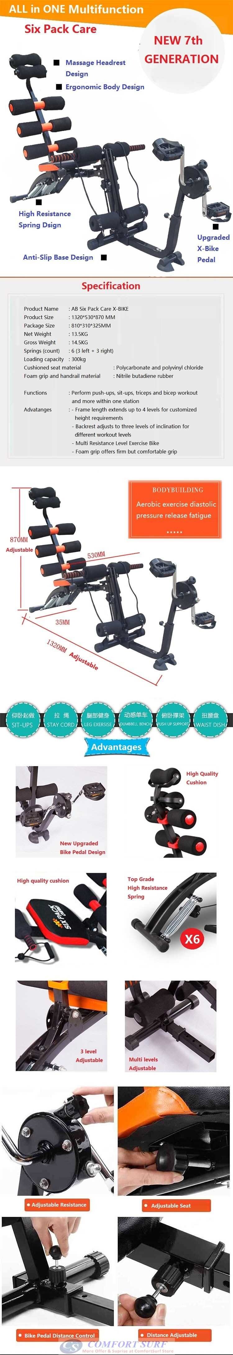 Latest !! NEW X-BIKE Power Ver. Gym AB Six Pack Care Total Body Gym Station