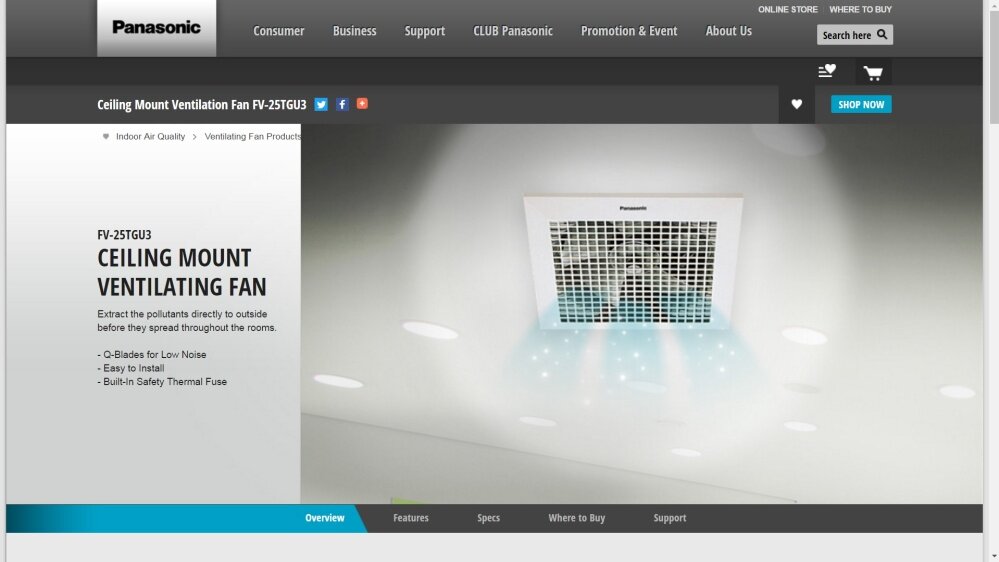 Panasonic 10 Exhaust Fan Ventilating Ceiling Type Fv 25tgu3 Details Of Panasonic 10 Exhaust Fan Ventilating Ceiling Type Fv 25tgu3