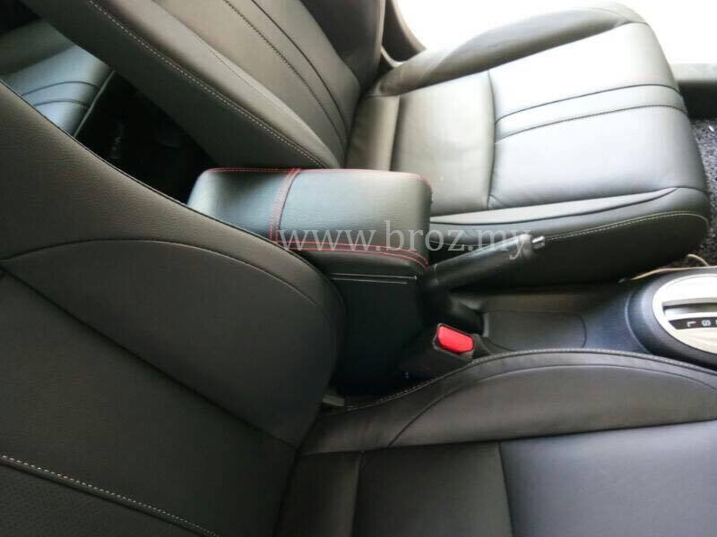 Car Armrest Pvc Red Line With Drink Holder For Proton Gen 2 New Car Armrest Pvc Red Line With Drink