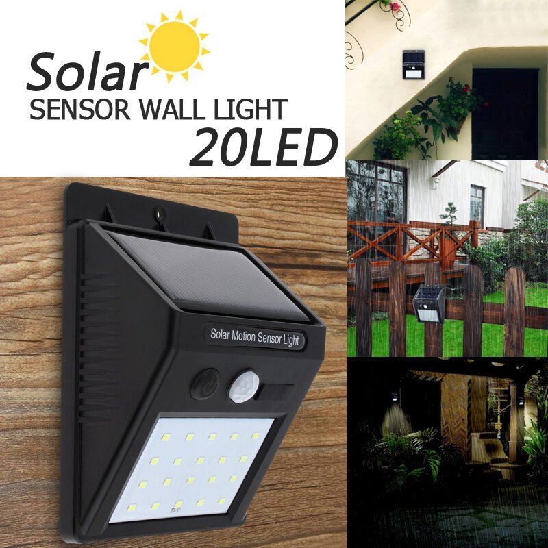 20 25 30 48 Led Outdoor Waterproof Rechargeable Solar Power Pir Motion Sensor Wall Light Garden Lamp