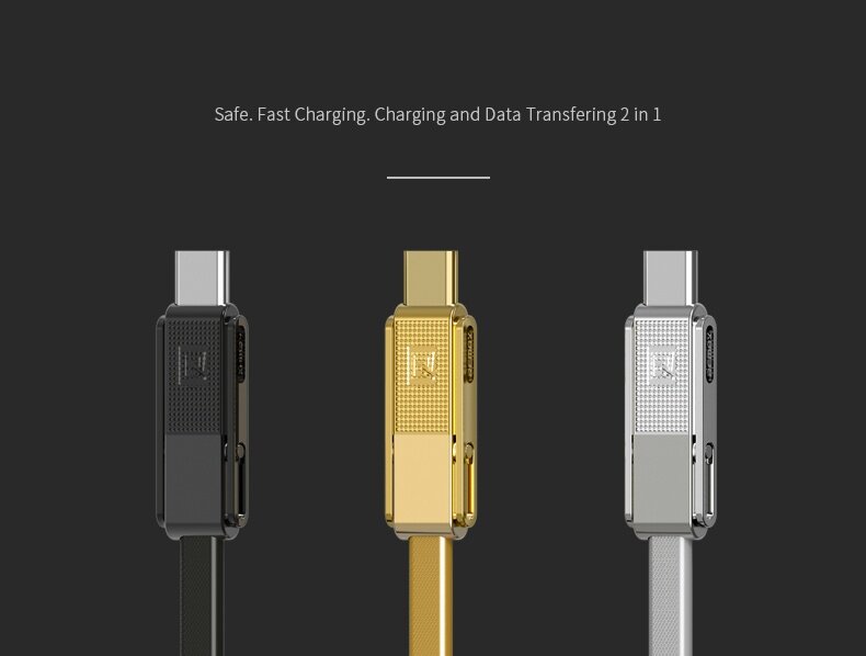 Remax RC-070TH 3 In 1 Type C Micro USB 8 Pin Data Snyc Cable for iPhone 7/7Plus Samsung S8 Xiaomi 5
