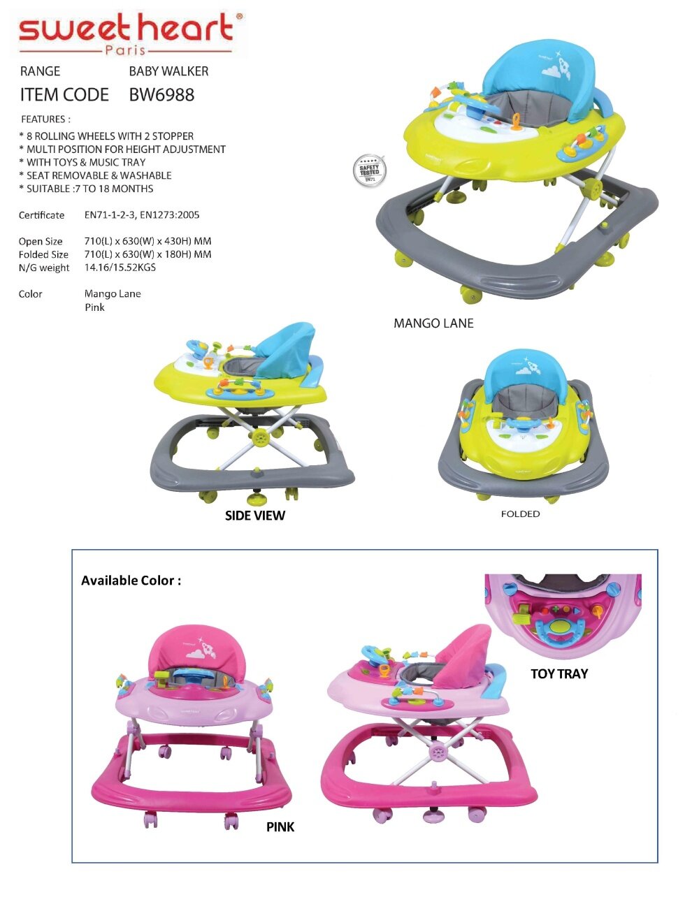 sweet heart paris baby walker