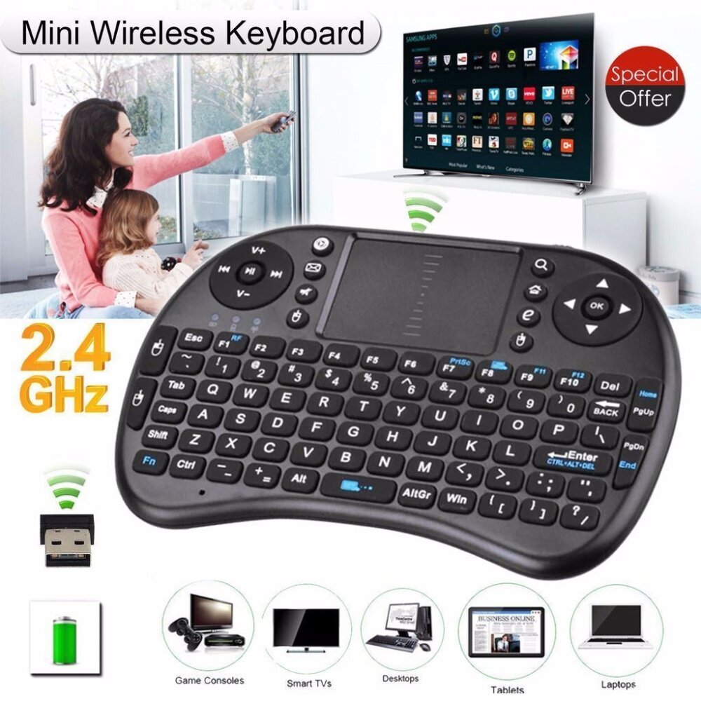 USB Wireless Keyboard Touchpad Air Mouse Play Game Remote Control For Smart TV Android TV BOX PC Pad Black 15 1