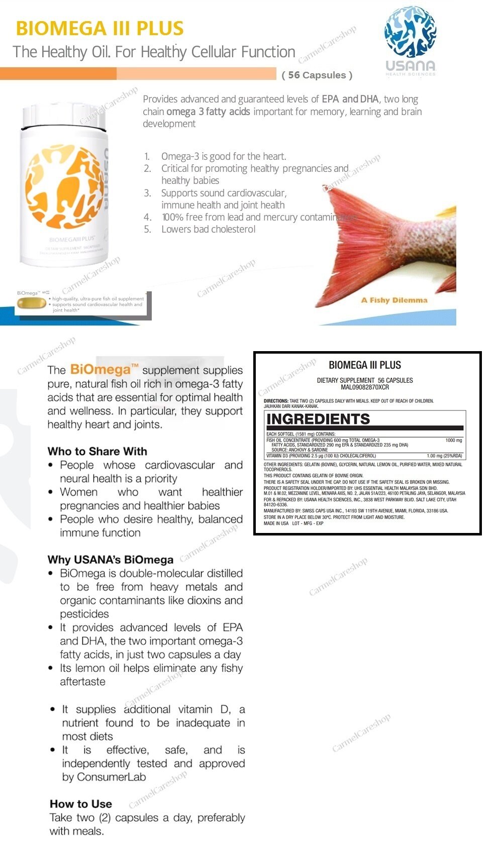 Usana Biomega III Plus fishoil supplement 56 Capsules Lazada Malaysia