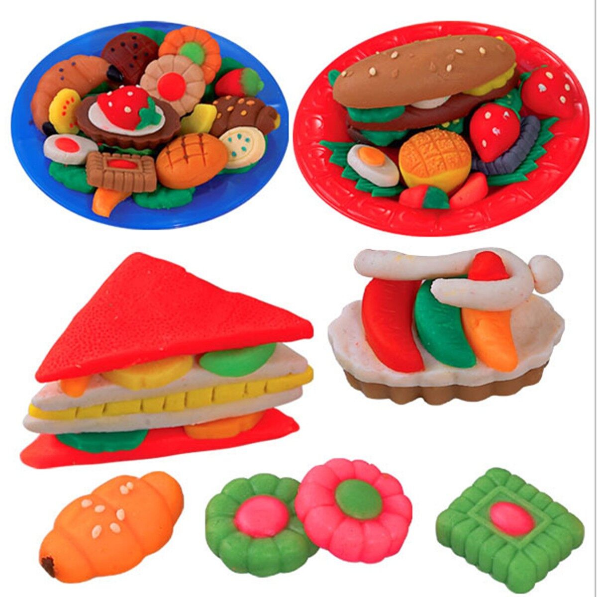 Kids Gift Play Dough Mold Set Healthy Sandwich Mode Soft Clay Plasticine Toys Lazada Malaysia