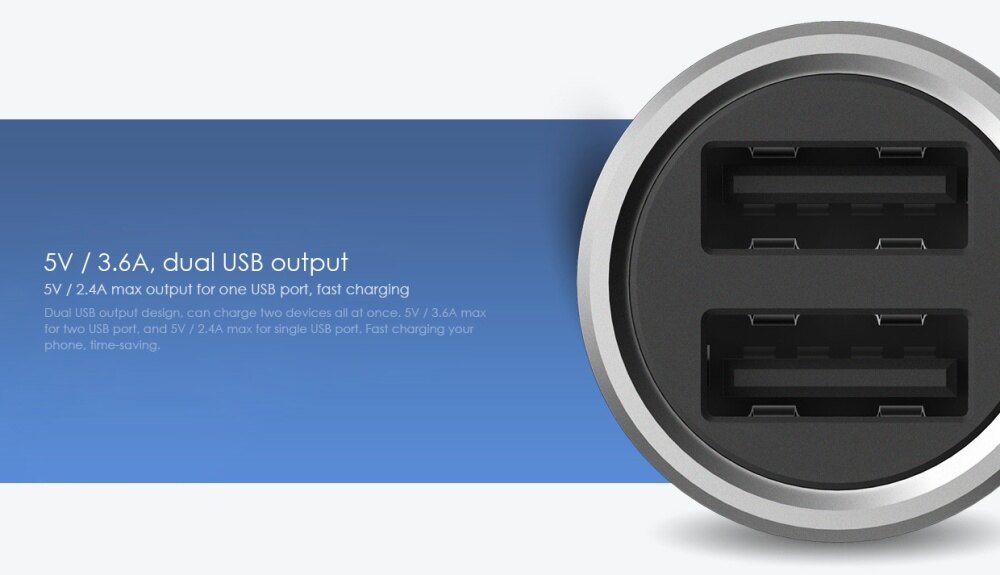 Original Xiaomi MI Fast Charg   ing Car Charger Adapter Dual