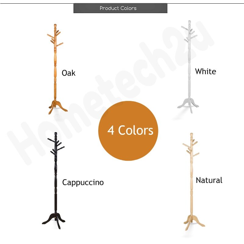 Molle 179 Swivel Wooden Stand Coat Hanger Hat RackWhite