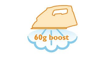 Steam boost up to 60g for the most stubborn creases