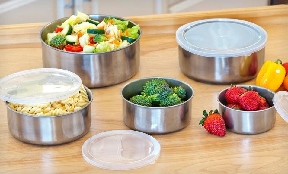 Itata 2 Set Of 5 Fresh Food Container Stainless Steel Storage Box