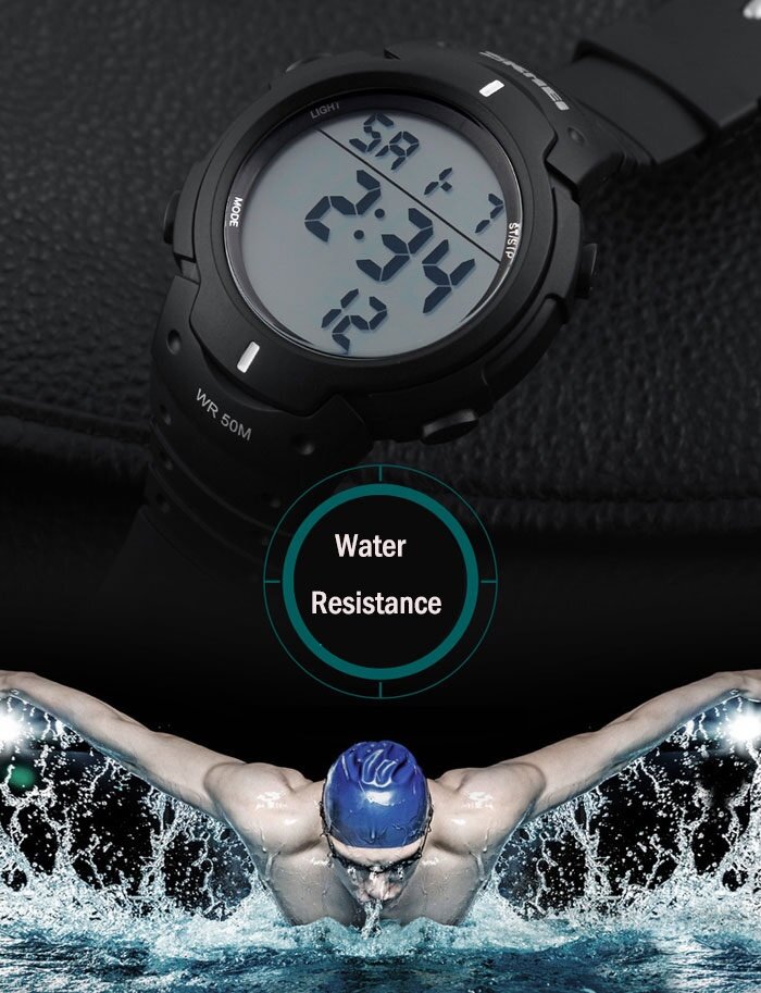 Skmei 1068 Military Army LED Watch Water Resistant Stopwatch Alarm Day Date Function