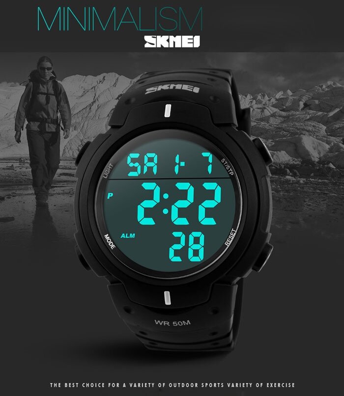 Skmei 1068 Military Army LED Watch Water Resistant Stopwatch Alarm Day Date Function
