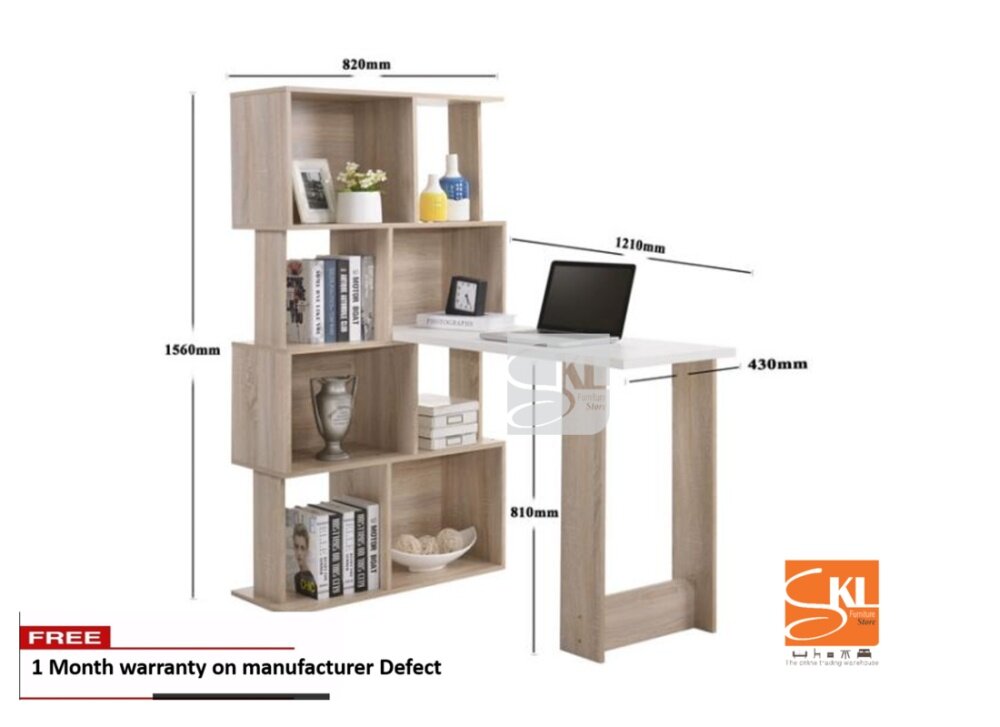 Skl6165a L Shape Study Table With Bookshelf Writing Pse Refer To The Picture Below For Detailed Dimension