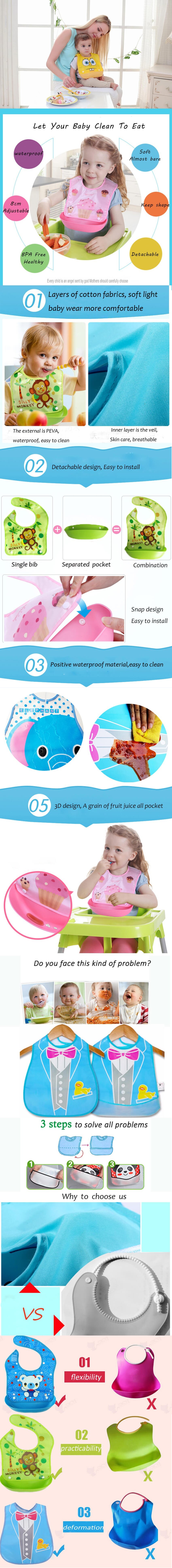 Ez Baby Waterproof Baby Bib with Food Catcher Pocket Tray