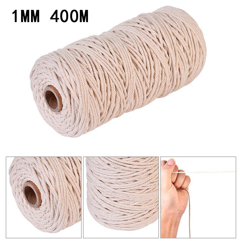 100% Natural Beige Cotton Twisted Cord DIY Crafts Macrame Artisan String 100m 