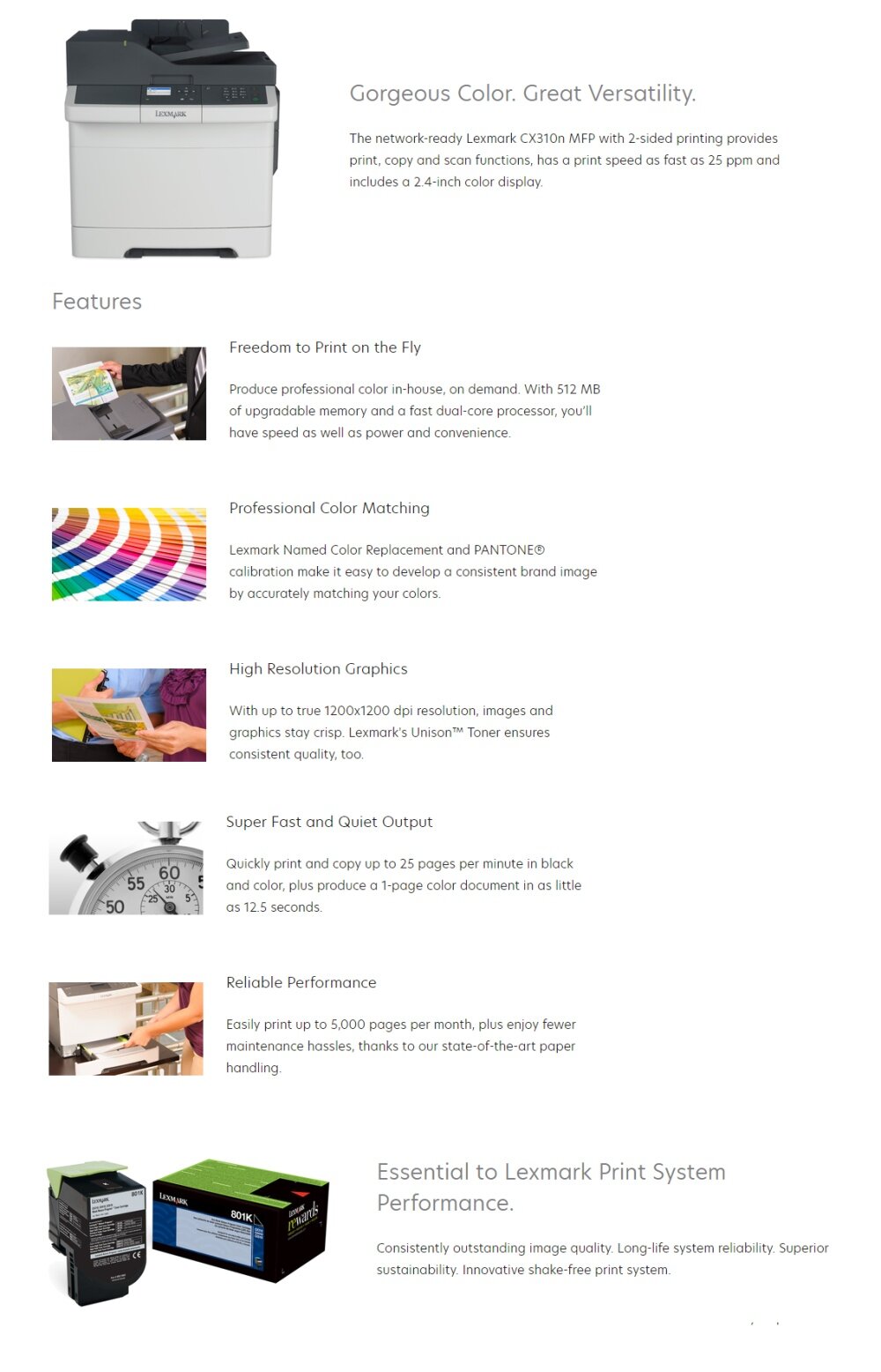 LEXMARK CX310dn Color AllIn One Laser Printer with Scan, Copy, Network