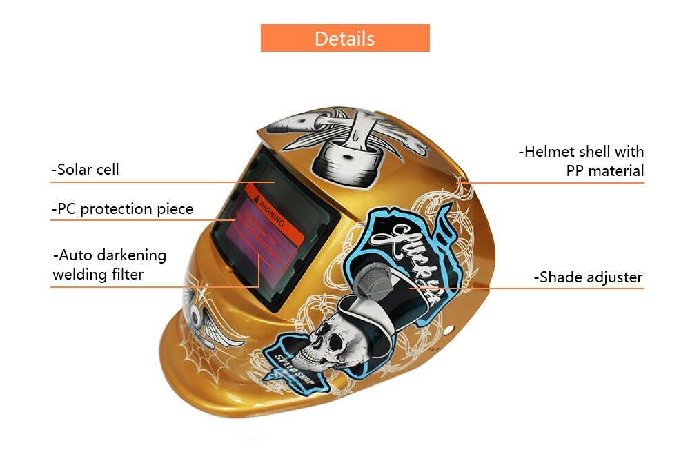 Solar Energy Automatic Changeable Light Electric Welding Protective Helmet with Pirate Pattern Solar Energy Automatic Changeable Light Electric Welding Protective Helmet with Pirate Pattern