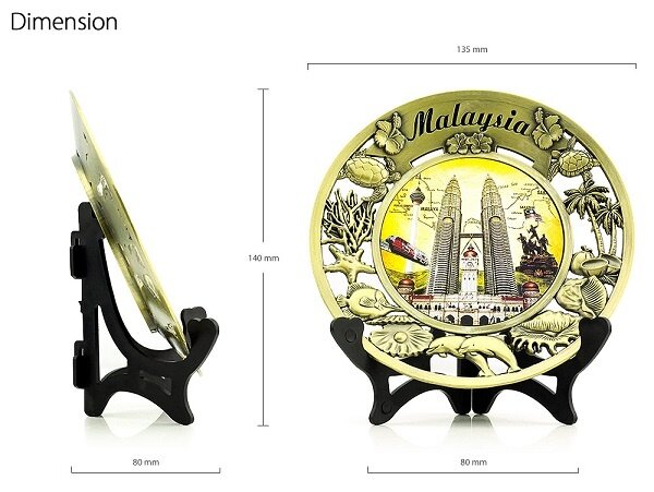 KLCC Malaysia Petronas Twin Towers Souvenior Metal Plate with Stand Display Gift