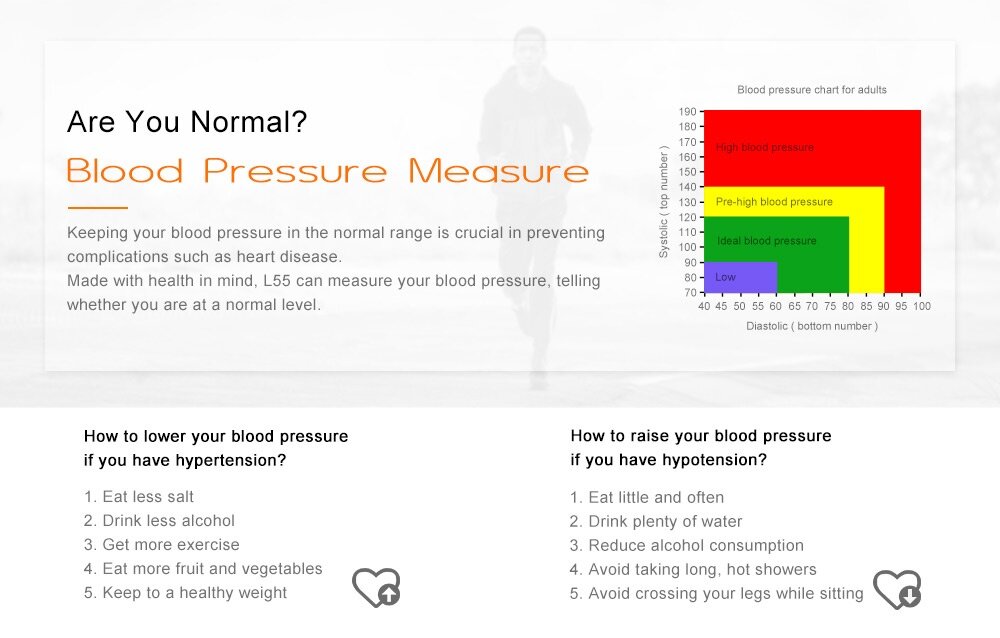 L55 Blood Pressure Heart Rate Monitor Healthy Smart Bracelet L55 Blood Pressure Heart Rate Monitor Healthy Smart Bracelet