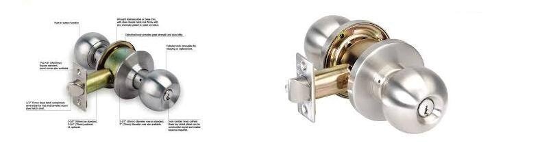NAVATO 5887 Heavy Duty Stainless Steel Cylindrical Lock Brass