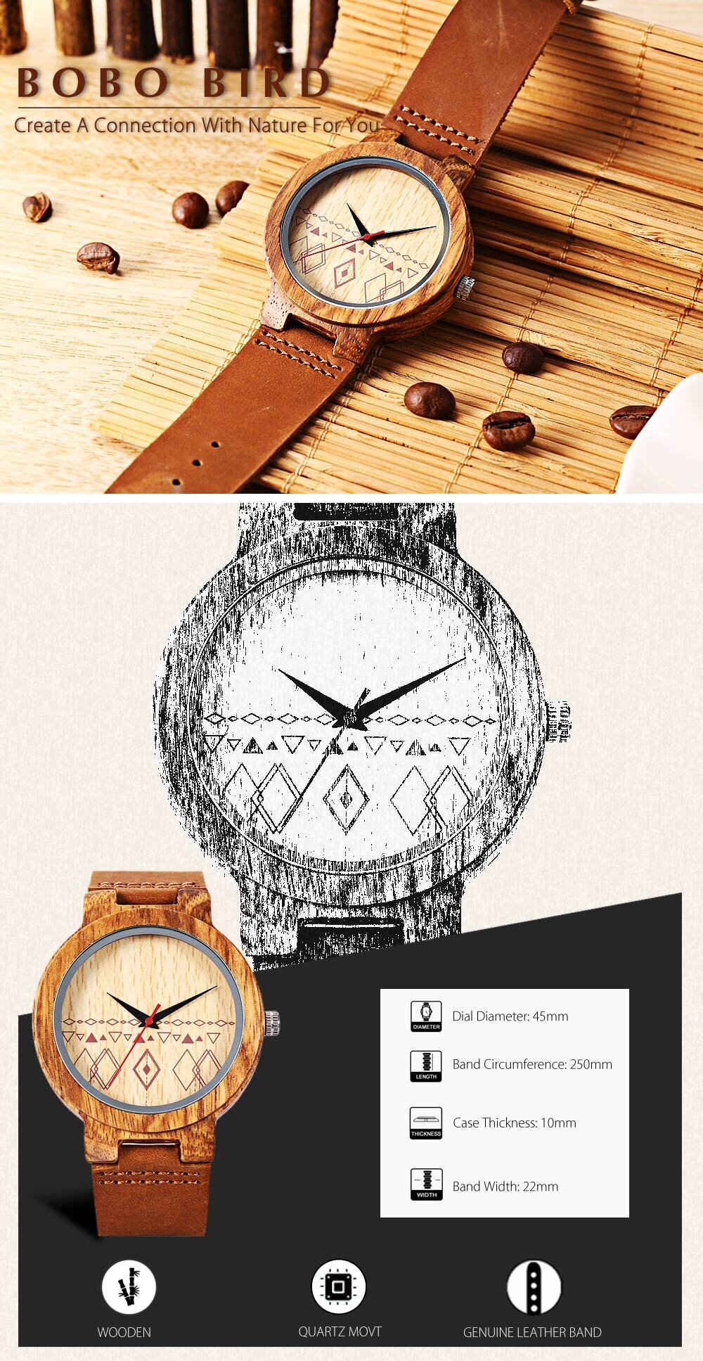 BOBO BIRD C19 Unisex Quartz Watch Wooden Case Japan Movt Genuine Leather Band Wristwatch BOBO BIRD C19 Unisex Quartz Watch Wooden Case Japan Movt Genuine Leather Band Wristwatch