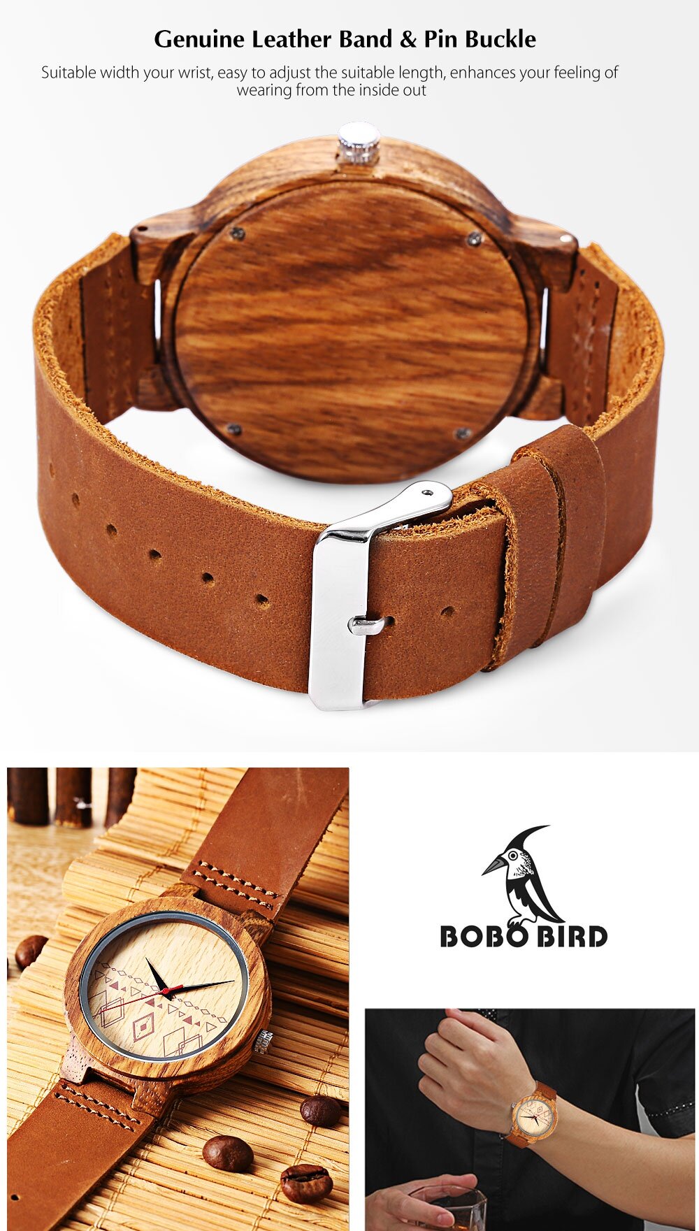 BOBO BIRD C19 Unisex Quartz Watch Wooden Case Japan Movt Genuine Leather Band Wristwatch BOBO BIRD C19 Unisex Quartz Watch Wooden Case Japan Movt Genuine Leather Band Wristwatch