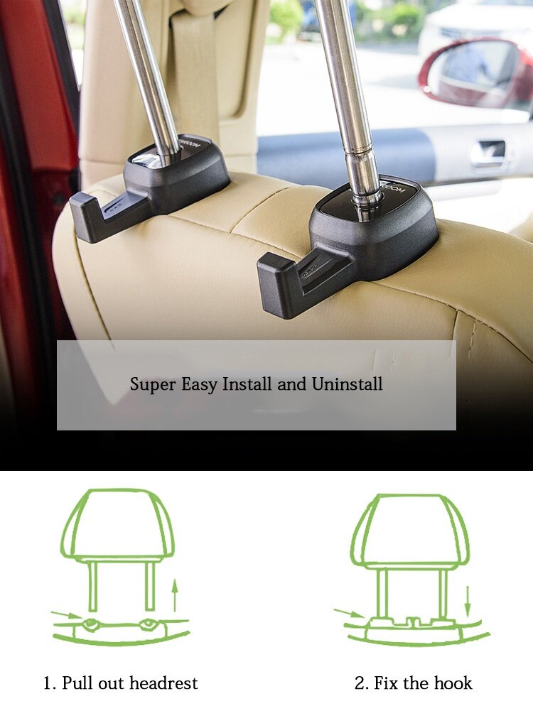 JOYROOM ZS117 Car Seat Hook Space-saving Hanger Multi-functional Car Accessory 2PCS - Black