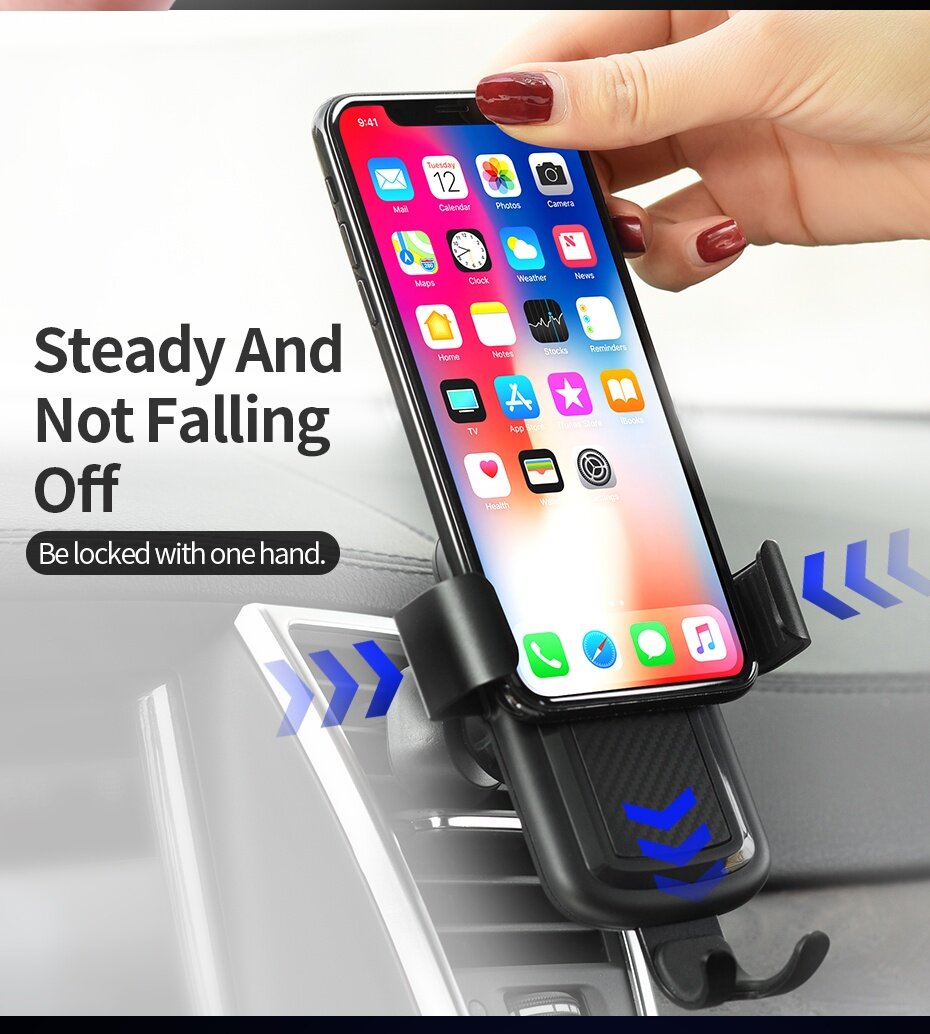 HOCO CW12 10W QC3.0 Fast Charging QI Wireless Car Charger Phone Holder For iphone X 8 For Samsung S8