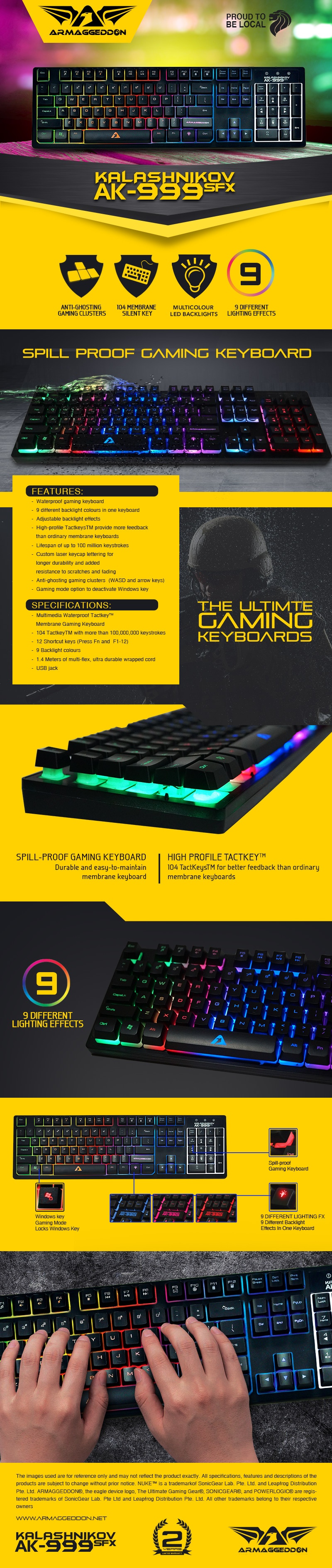 Ph Co PC Depot ARMAGGEDDON GAMING KEYBOARD AK 999 S 1269 