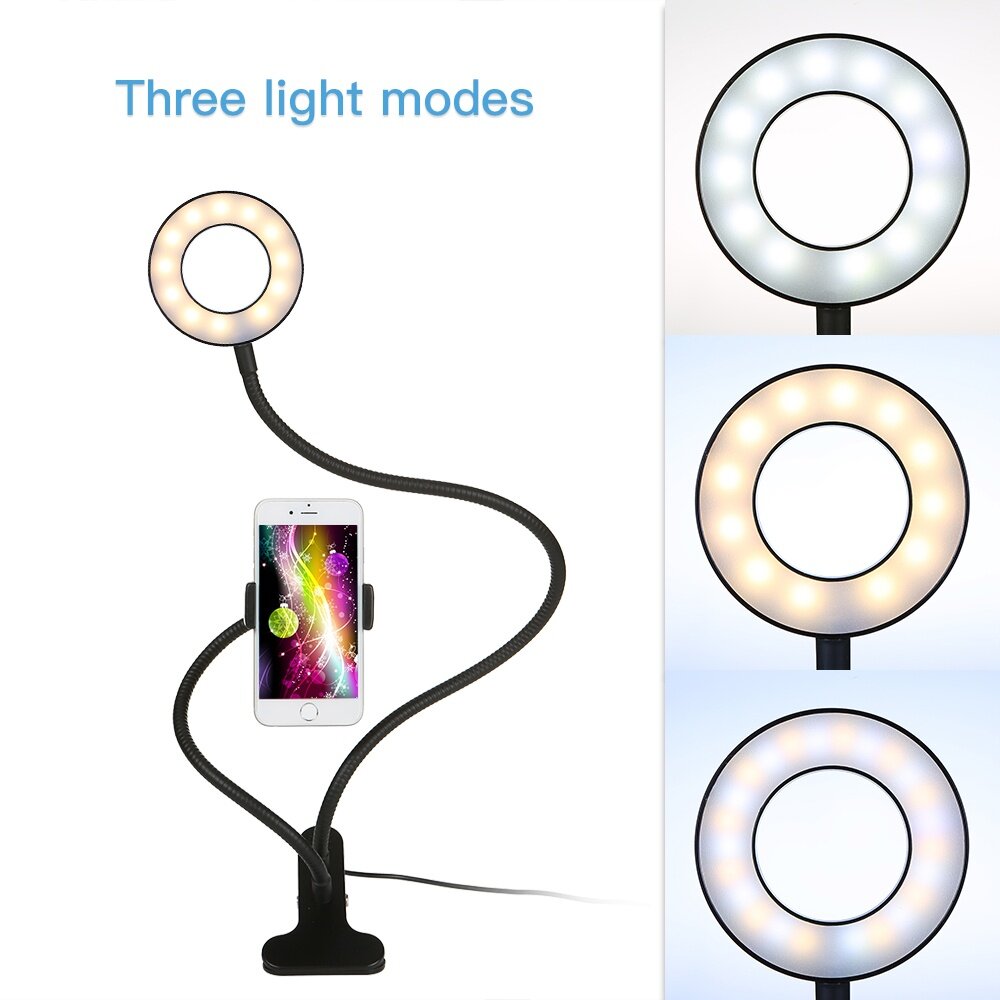 Controllable Selfie Ring Light With C End 6 2 2019 9 15 Am This Cell Phone Holder With Ring Light Is A Professional Tool For Live Broadcast Show Selfie It Can Clip On Table Desk Bed And Rotate