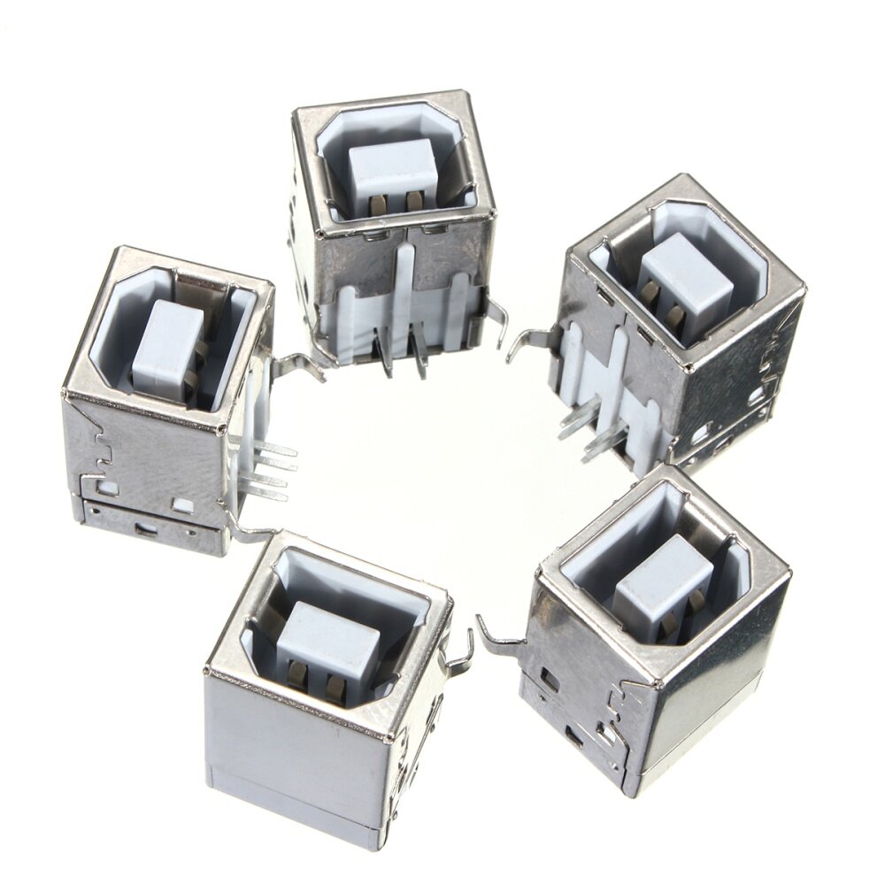 Generic 5 Pcs USB Type-B 90 Degree Right 4-pin Female Connector Jacks ...