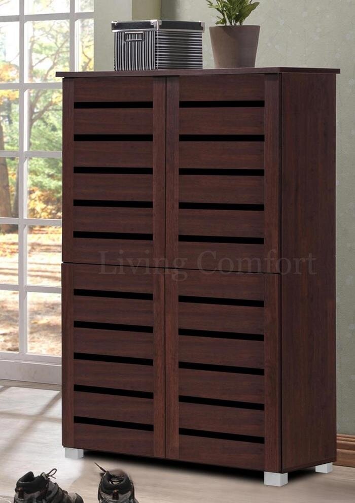 Sc5524 4 Doors Shoe Cabinet Walnut Lazada