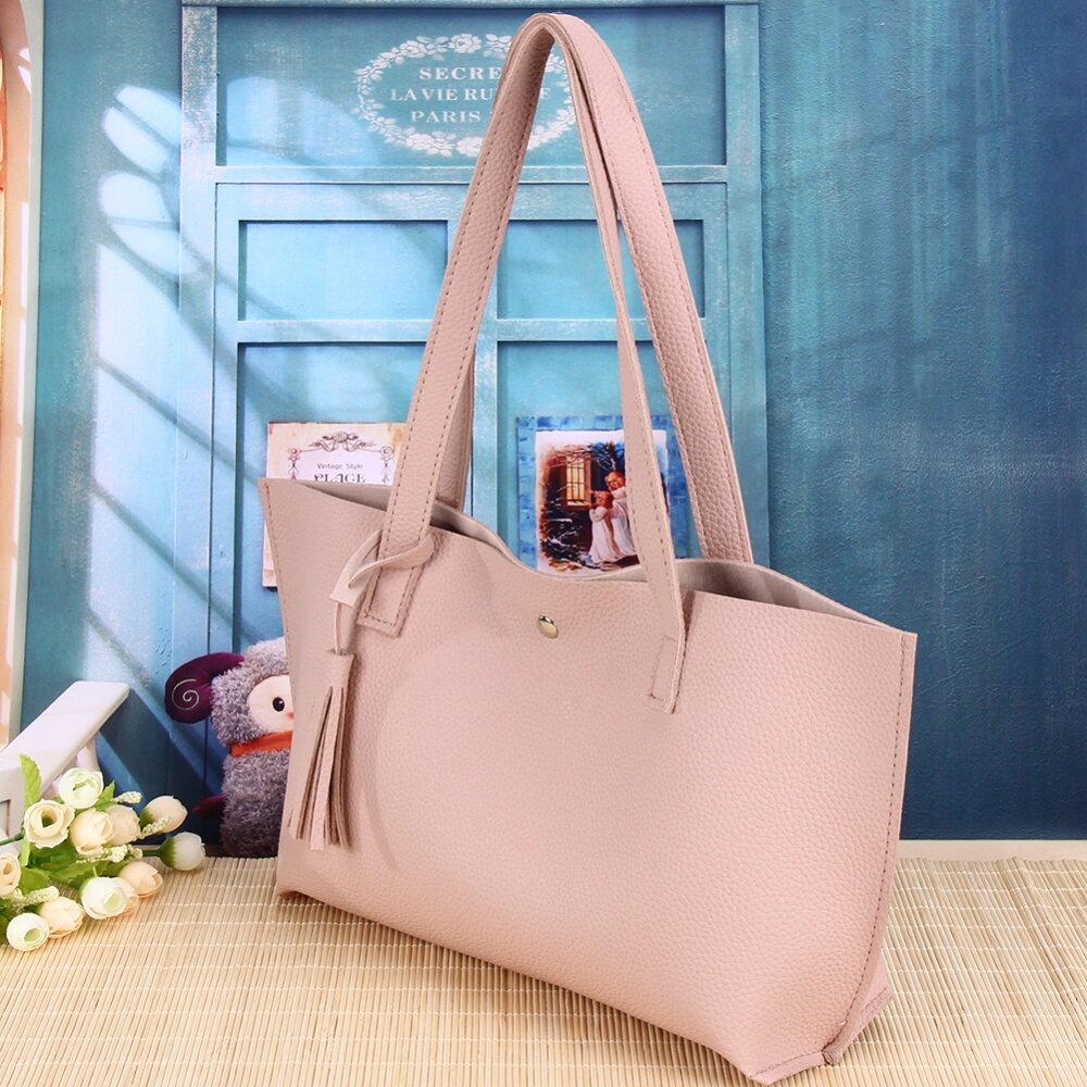 سعر VAKIND Women PU Leather Simple Vintage Tassel Handbag Tote Shoulder