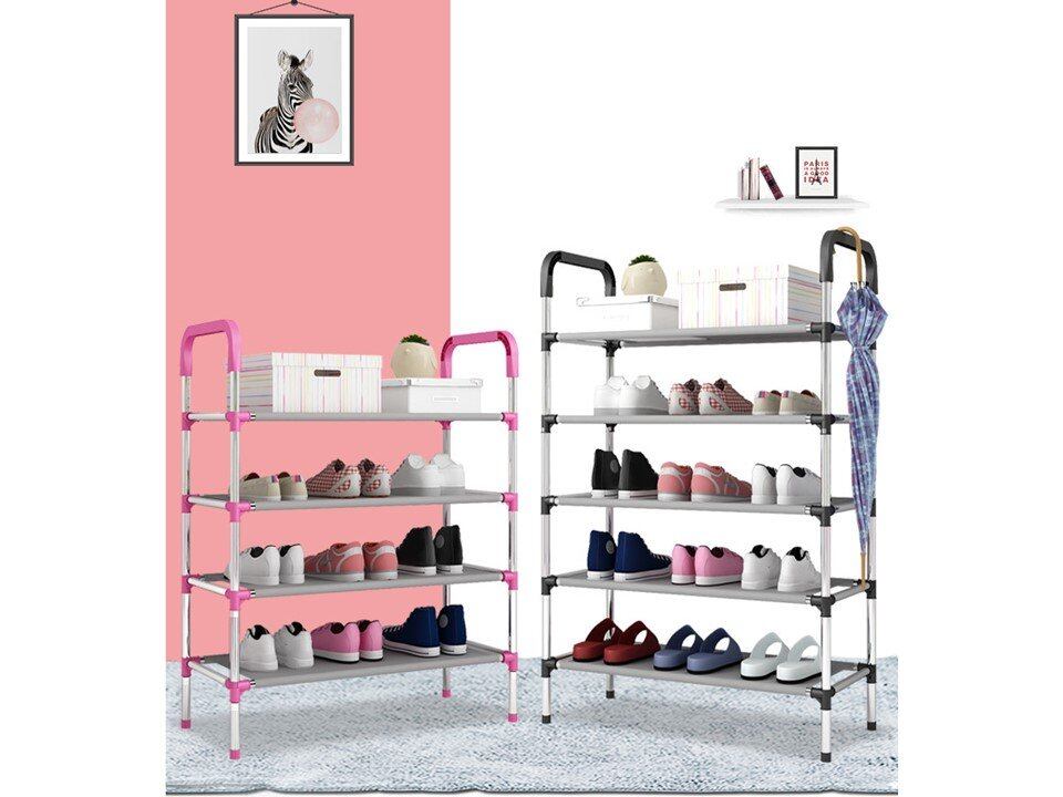 Stainless Steel 5 Tier Shoe Rack Organizer Storage Shelf BLACK Lazada Malaysia