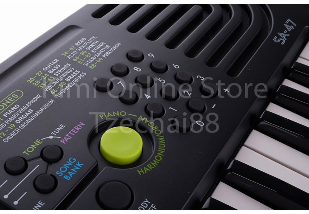 32 Key SA-47 Grey Mini Electronic Keyboard Piano Organ 2 Digit LCD Display 8 Note Polyphony 100 Tones 50 Patterns 10 Song One Touch Switch