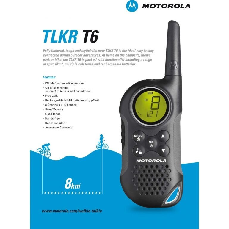 Motorola HT Motorola Walkie Talkie TLKR T6 (Twinpack) 8KM