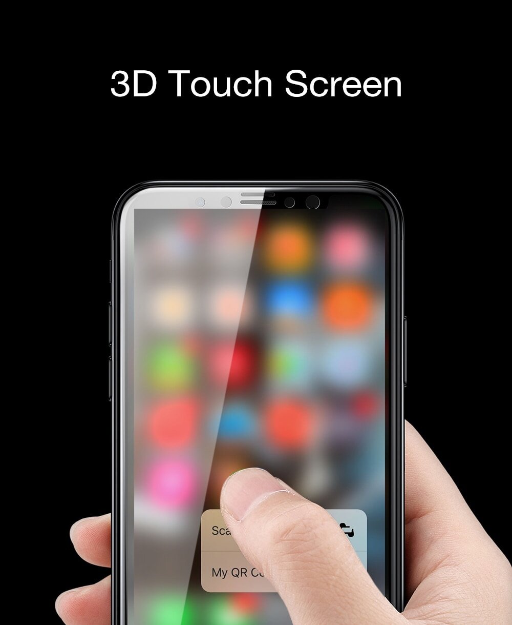 Baseus Silk-screen 3D Soft PET Edge Tempered Glass Film Shatterproof Screen Protector for iPhone X 0.23mm