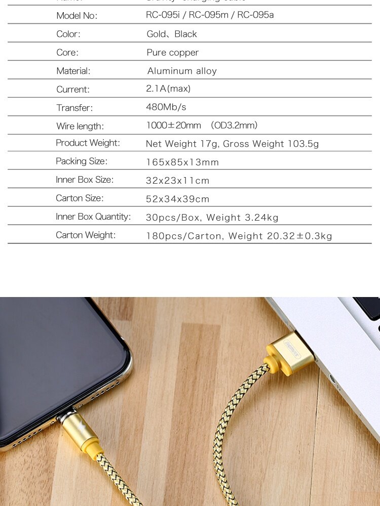 REMAX Metal Magnetic Charging USB Cable