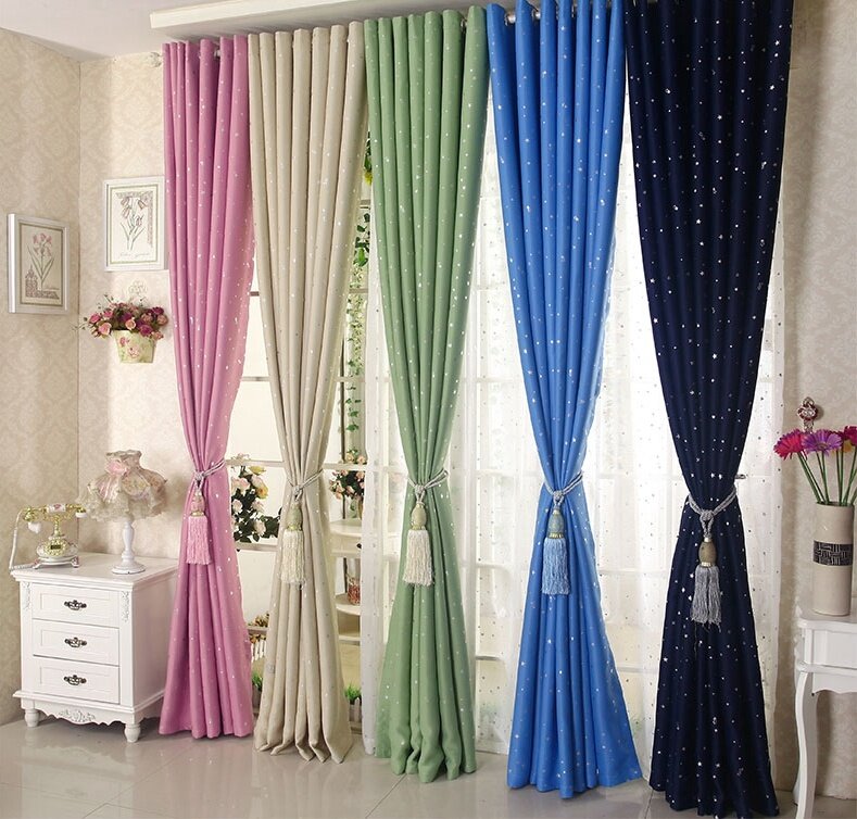 Honana WX-C13 Sky Star Blackout Curtains Thermal Insulated Grommets Drapes for Bedroom Decor