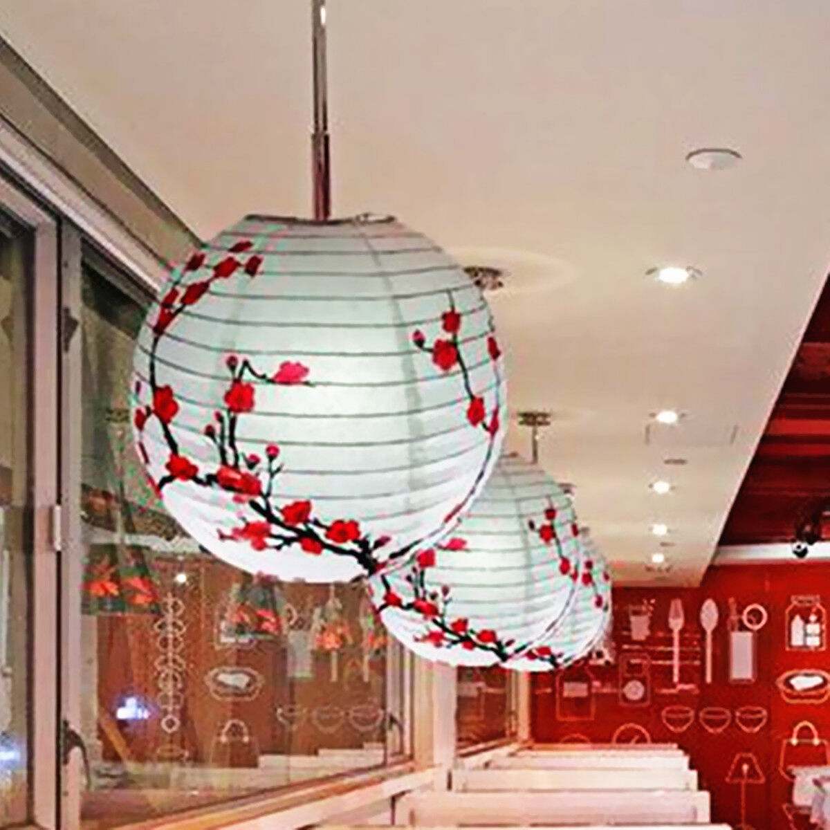 Generic 10pcs 13 Chinese Plum Blossom Paper Lantern Lamp Shade Image