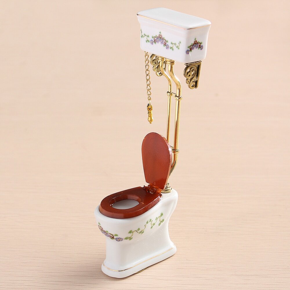 1:12 Dollhouse Miniature Furniture Bathroom Toilet White Porcelain Closestool