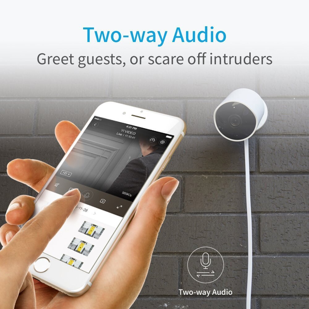 YI Outdoor Camera  1080p WiFi IP Camera IP65 Waterproof Night Vision/ Motion Detection/ Video Monitor IP/ Network Surveillance Security Camera -White